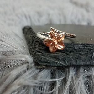 Sterling Silver Plumeria Two-tone Rose Gold Ring